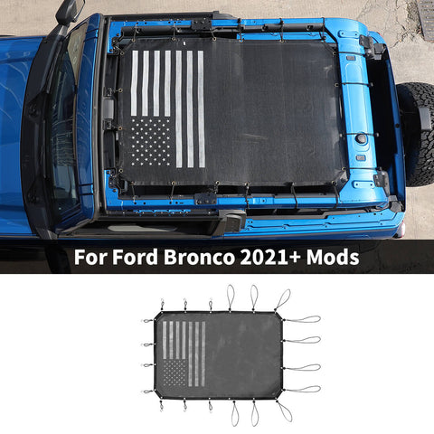For 2021+ Ford Bronco Car Roof Top Mesh Sun Shade Cover Net
