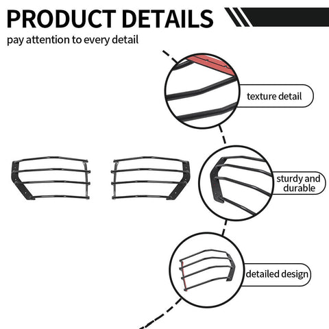 For 2014-2023 Toyota 4Runner Black Rear Tail Light Guard Cover Protect Trim