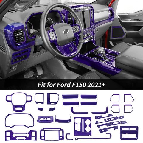 For 2021+ Ford F150 31 x Inner Center Console & Car Door Cover Trim Kit 4 Door Purple