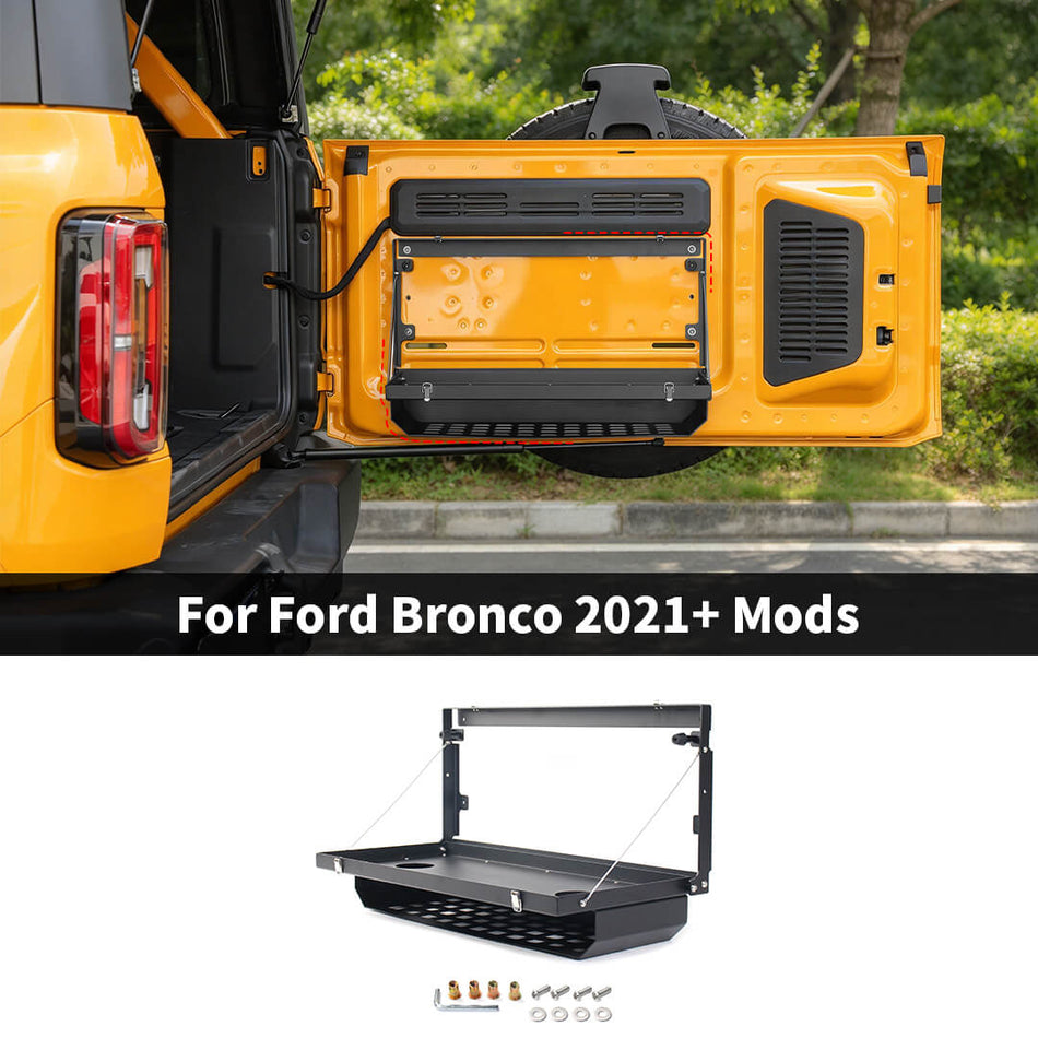 For 2021+ Ford Bronco Tailgate Storage Rack Cargo Shelf Organizer Rear Door Mount