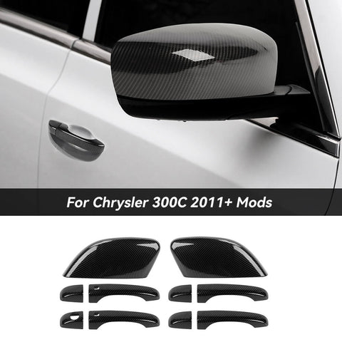 For 2011+ Chrysle 300C Exterior Door Handle Side Mirror Rearview Trim Cover Kit