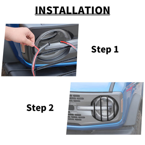 For 2021+ Ford Bronco Front Headlight Light Lamp Trim Guard Cover Frame