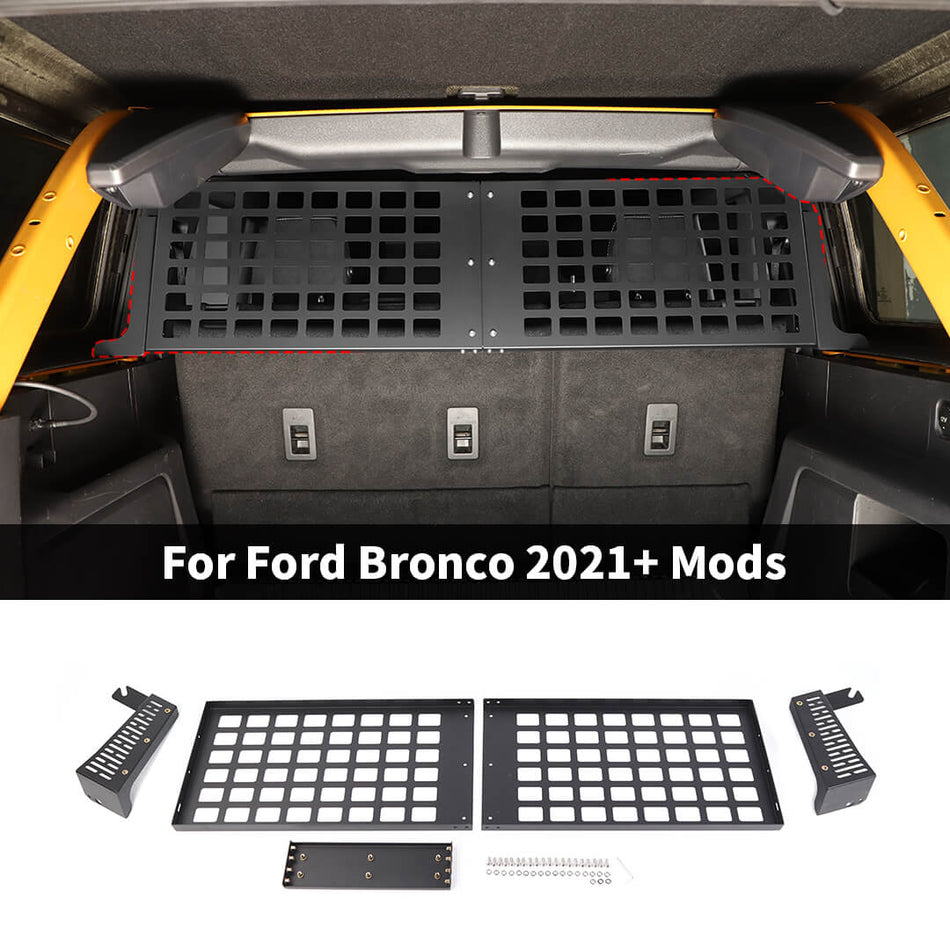 For 2021+ Ford Bronco Interior Rear Trunk Cargo Cover Basket Tray Storage Rack Accessories