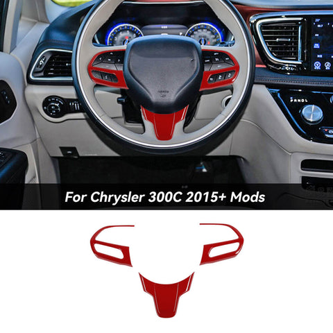 For 2015+ Chrysler 300C Interior Steering Wheel Cover Trim Bezel