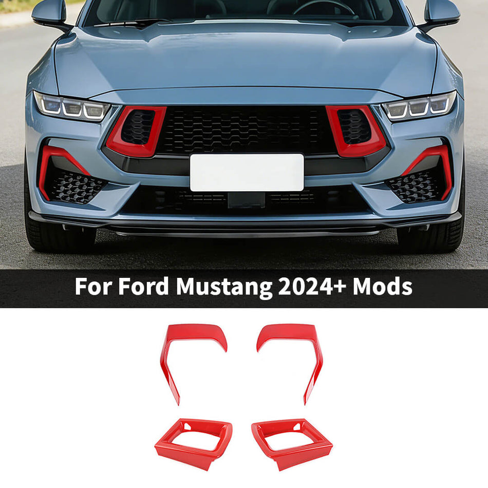 For 2024+ Ford Mustang Front Bumper Grille Cover Side Front Air Vent Panel Cover (4 pcs)