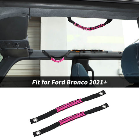 For 2021+ Ford Bronco Orange Top Bar Grab Handles Paracord