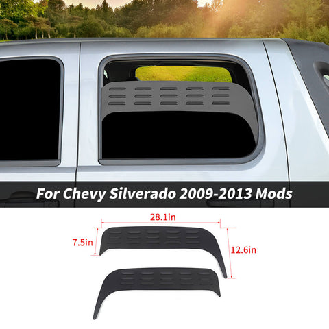For 2007-2013 Chevy Avalanche/GMC-SIERRA/2009-2013 Silverado Rear Door Window Louver Air Vent Panel Trim Cover 4-Door