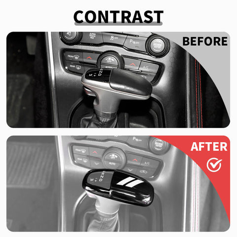 For Dodge 2015+ Charger/Challenger/ 2018+ Durango Interior Gear Shift Knob Decor Cover Trim Black