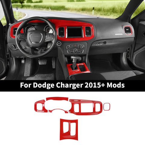 For 2015+ Dodge Charger 8.4 Inches Screen Console Dashboard Gear Shift Box Cover Trim