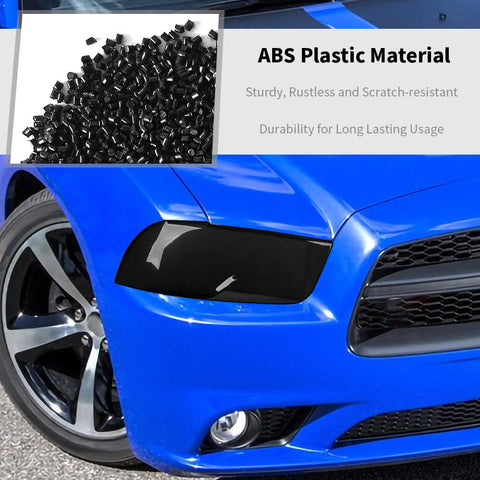 For 2011-2014 Dodge Charger Smoked Black Front Headlight Lamp Cover Trim Bezels