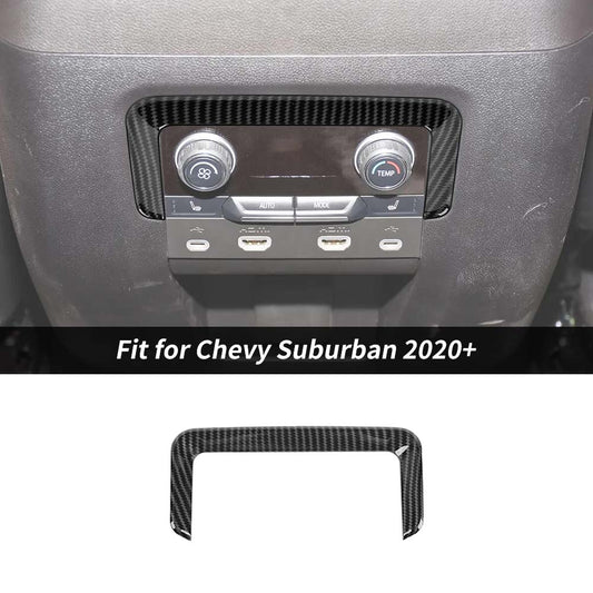 Rear Center Console Panel Cover Trim For Chevy Suburban 2020+/Tahoe/GMC Yukon 2021+ Carbon Fiber Accessories | CheroCar