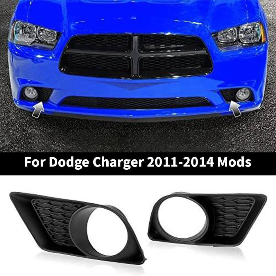 For 2011-2014 Dodge Charger Front Bumper Fog Light Lamp Cover Trim (2 pcs)