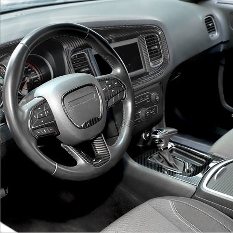 For 2015+ Dodge Charger Center Console Steering Wheel Dash Panel Cover Trim