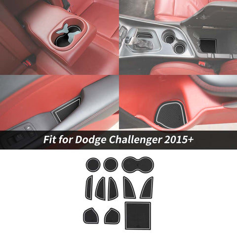 For 2015+ Dodge Challenger 11PCS Non-Slip Door Cup Slot Cup Mat Console Liner