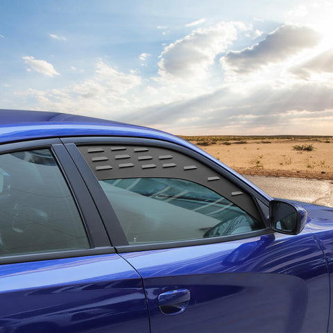 For 2011+ Dodge Charger Front Rear Door Window Glass Louvers Vent Cover