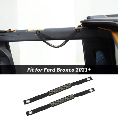 For 2021+ Ford Bronco Orange Top Bar Grab Handles Paracord