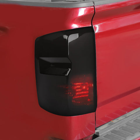 For 2014-2018 Chevy Silverado Side Rear Tail Light Lamp Cover Trim Decor Smoke Black