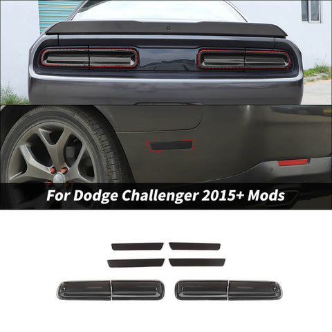 For 2015+ Dodge Challenger Smoked Black Rear Tail Light /Wheel Eyebrow Lamp Cover Trim Kit