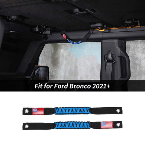 2 x Roll Bar Roof Top Grab Handles Grip For Ford Bronco 2021+ US Flagh Accessories | CheroCar