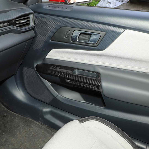 For 2015+ Ford Mustang Carbon Fiber Door And Window Lift Handle Trim Cover Suitable