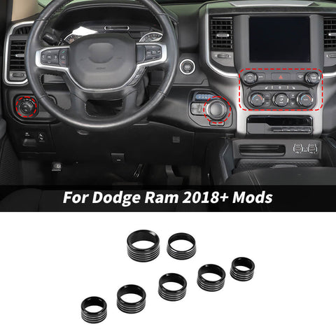 For 2018+ Dodge RAM Headlight Center Console Switch Knob Trim Ring Kit