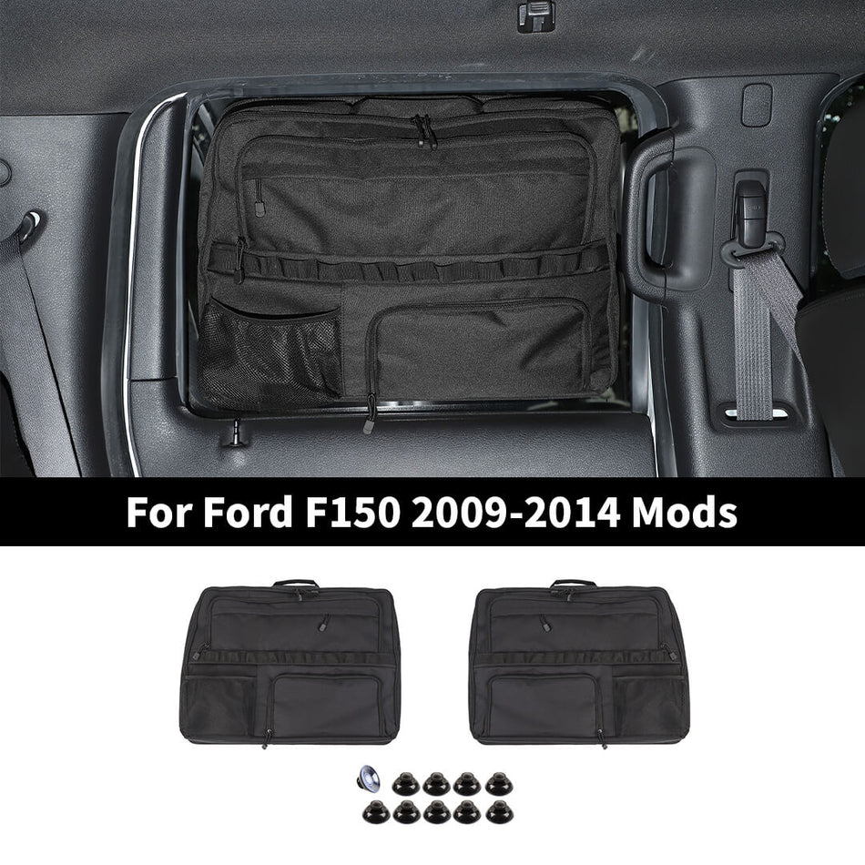 For 2009-2014 Ford F150 Raptor Stowing Tidying Rear Window Side Storage Bag (2 pcs)