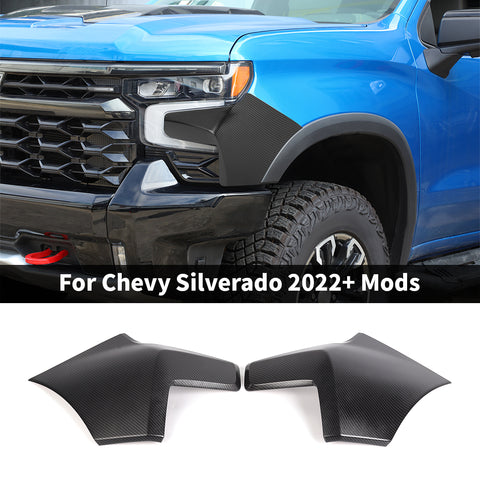 For 2022+ Chevrolet Silverado Black Front Grill Side Fender Wrap Corner Cover Trim
