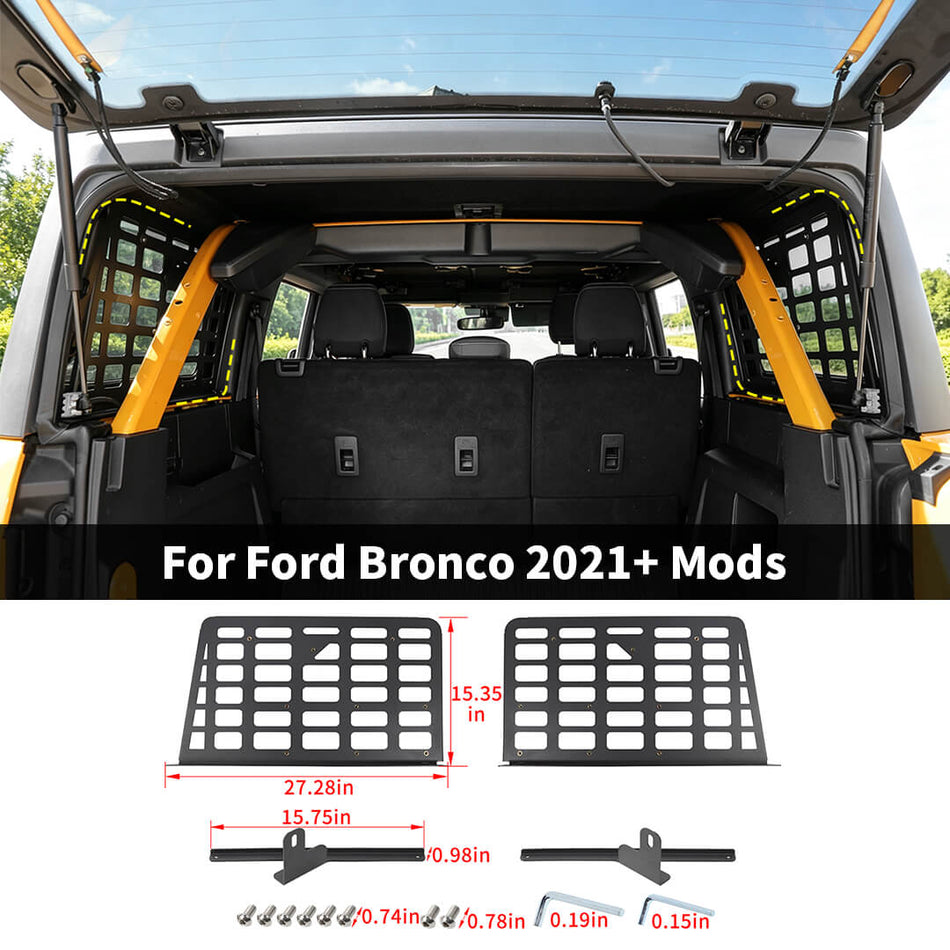 For 2021+ Ford Bronco Metal Trunk Side Storage Hanging Plate Rack Carrier—B Style