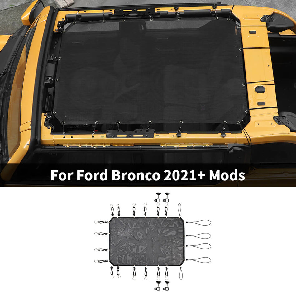 For 2021+ Ford Bronco 4-Door Version Exterior Car Top Roof Sunshade Mesh Sun Shade Accessories