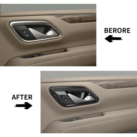 Inside Door Handle Bowl Trim Cover For Chevy Suburban 2020+/Tahoe 2021+ Carbom Fiber Accessories | CheroCar