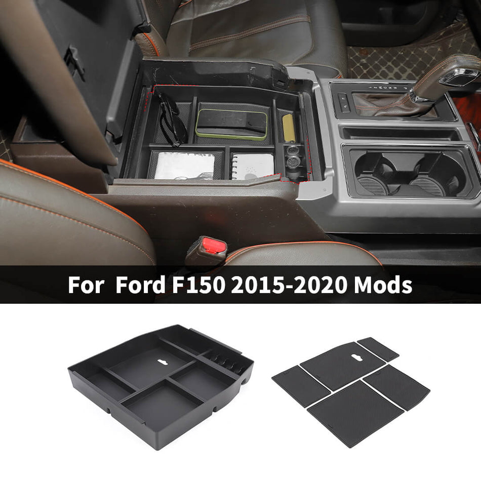 For 2015-2020 Ford F150 Interior Center Console Storage Box Armrest Organizer Tray