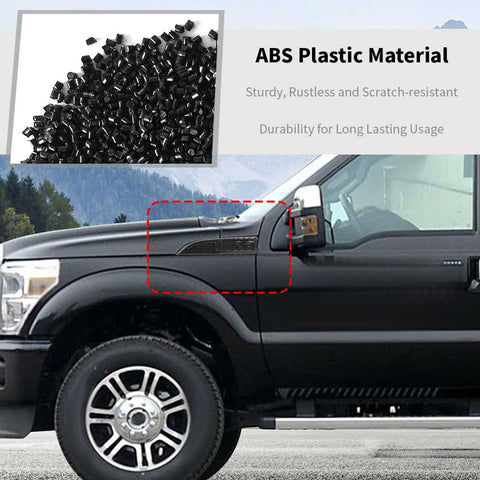 For 2008-2016 Ford F250/F350/F450/F550 Fender Vent Leaf Plate Badge Cover USA Flag Black