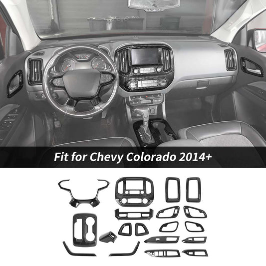 19x Interior Whole Set Decor Cover Trim Kit For Chevy Colorado 2014+ Carbon Fiber Accessories | CheroCar