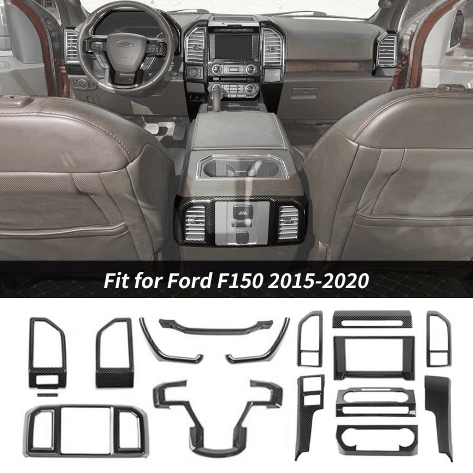 For 2015-2020 Ford F150 16x Interior Center Console Full Trim Cover Kit (8” Touchscreen Sync 3 Only)