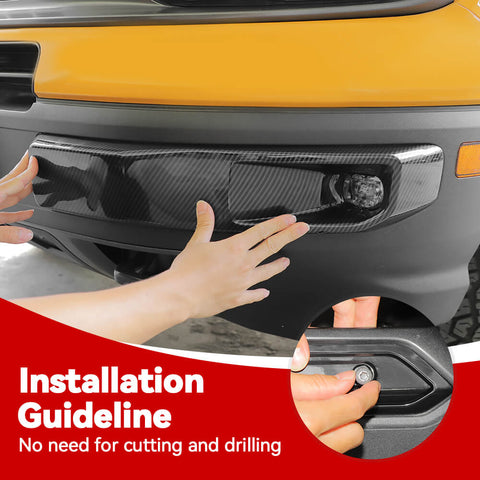 For 2021+ Ford Bronco Sport Front Bumper Fog Light Lamp Bezels Trim Cover