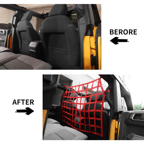 For 2021+ Ford Bronco Rear Seat Trunk Mesh Cargo Isolation Net Mesh