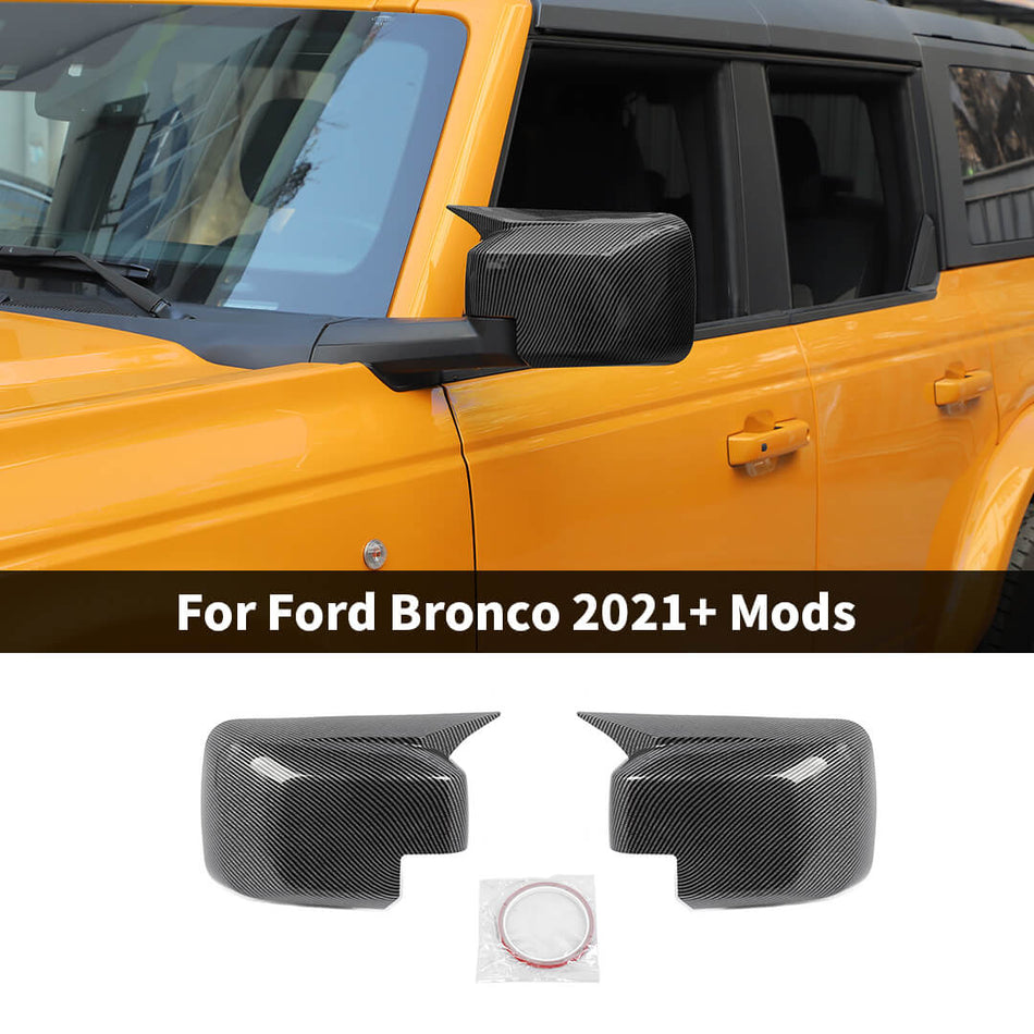 For 2021+ Ford Bronco Exterior Car Side Rearview Mirror Shell Cover Trim (2 pcs)