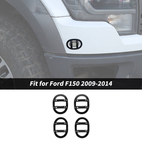 For 2009-2014 Ford F150 Raptor Front & Rear Light Lamp Guard Frame Trim Cover Black
