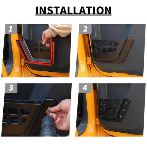 For 2021+ Ford Bronco Interior Front & Rear Door Mesh Storage Box