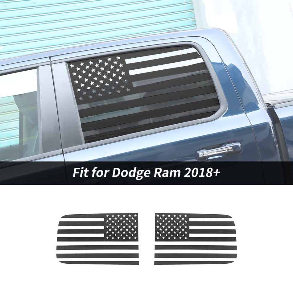 For 2018+ Dodge Ram 1500 Rear Triangular Window Glass Sticker Cover US Flag
