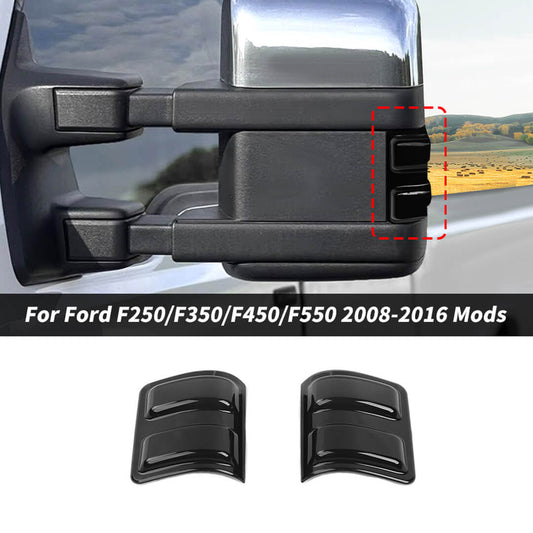 For 2008-2016 Ford F250/F350/F450/F550 Smoked Black Rearview Mirror Turn Signal Light Cover Trim