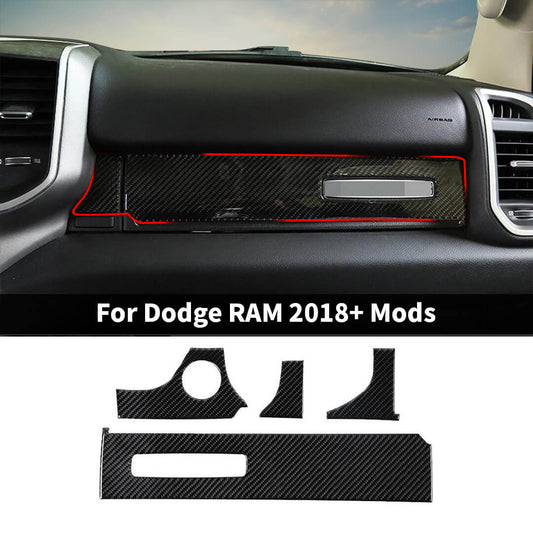 For 2018+ Dodge RAM Interior Center Console Panel Trim Decor Sticker Cover (4 pcs)