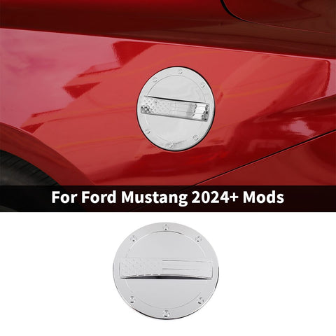 For 2024+ Ford Mustang Fuel Tank Cap Trim Carbon-Fiber Pattern American Flag Design