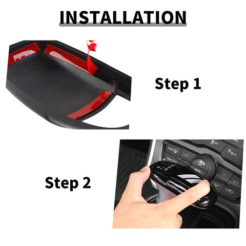 For Dodge 2015+ Charger/Challenger/ 2018+ Durango Interior Gear Shift Knob Decor Cover Trim Black