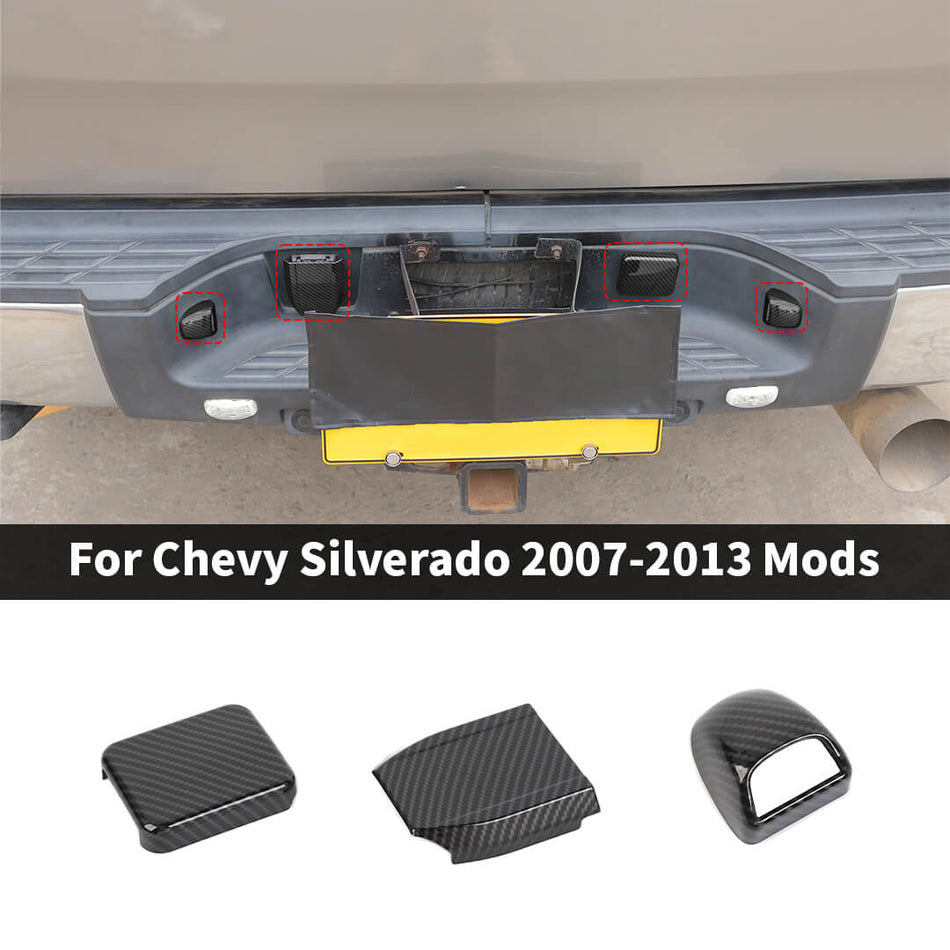 For 2007-2013 Chevy Silverado Rear Tail Trailer Power Socket Cap License Plate Light Trim Cover (3 pcs)