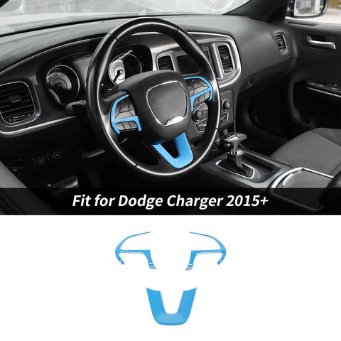 Steering Wheel Decor Cover Trim for Dodge Challenger & Charger 2015+ & Durango 2014+ Carbon Fiber 3pcs/set｜CheroCar