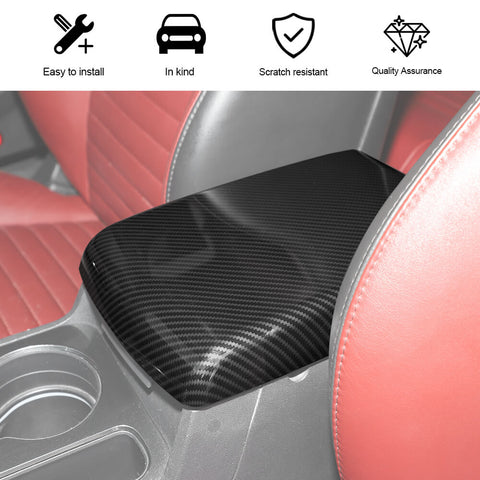 For 2009-2014 Dodge Challenger Central Armrest Box ABS Panel Cover Trim Carbon Fiber