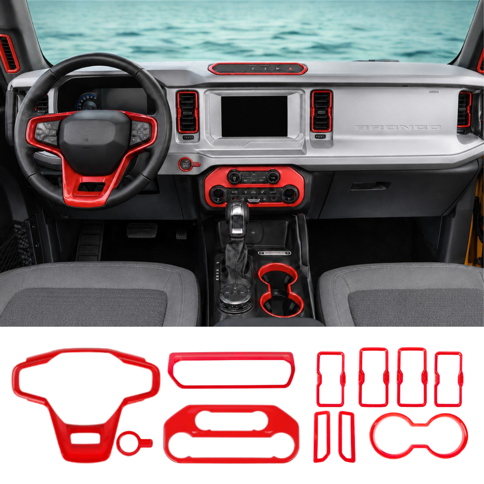 For 2021+ Ford Bronco 11 PCS Center Console Panel Cover Interior Trim Kit