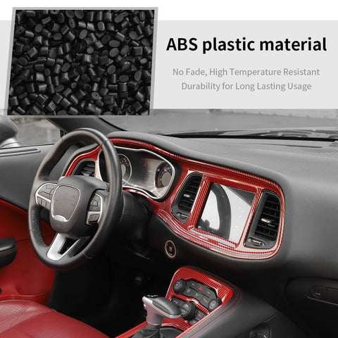 For 2015+ Dodge Challenger Central Control Dashboard & Gear Shift Panel Cover Trim