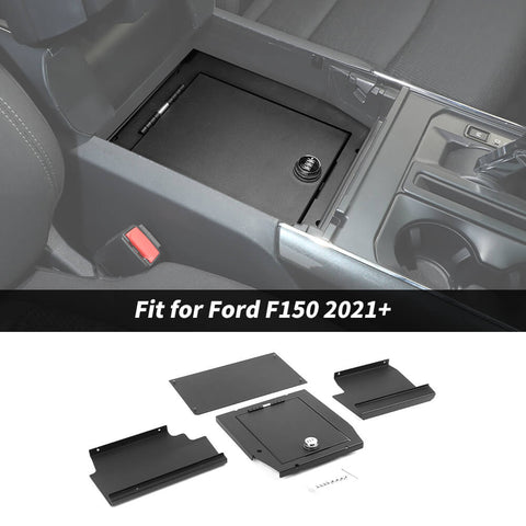For 2021+ Ford F150 Car Lockable Console Armrest Safe Storage Box Combination Lock